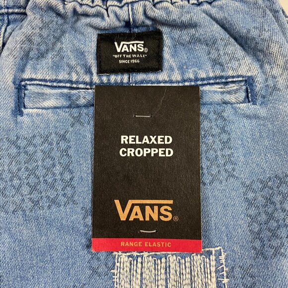 NWT Vans Jeans Womens XS Mended Check Relaxed Cropped Denim Range Elastic Cotton - Picture 7 of 12